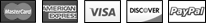 Payment methods: Mastercard, Visa, Amex, PayPal