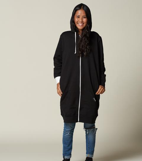 All blacks long hoodie rugby womens zip up
