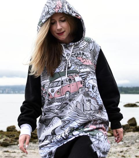nadine nevitt for Thuggies drawing VW van sweathirt print PNW shirt